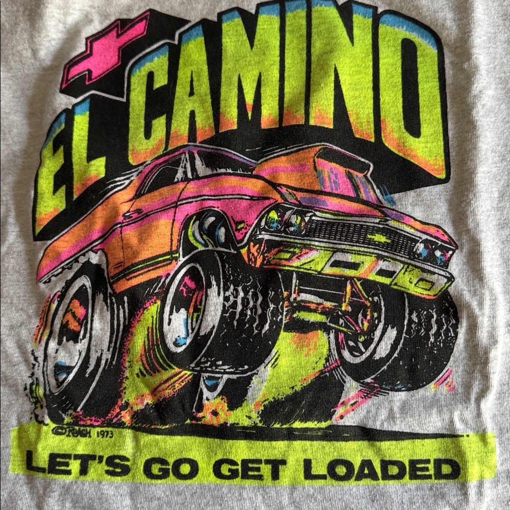El Camino vintage transfer on modern gray t shirt S small - Picture 2 of 4